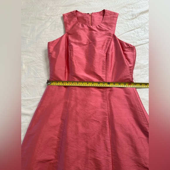 Elda De La Rosa Haute Couture Pink Shantung Silk Sleeveless A-Line Midi Dress L - Picture 10 of 11